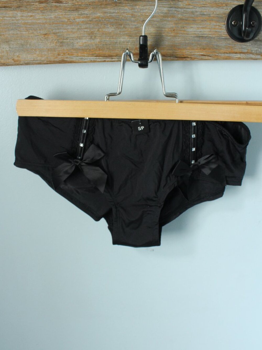 LaSenza Size S Black Satiny Cheeky Pantie
